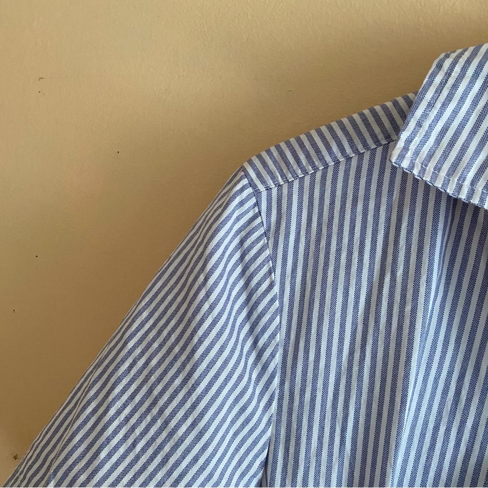 Old Navy Blue and White Striped Midi Shirt Dress with Side Cutout - Picture 4 of 14